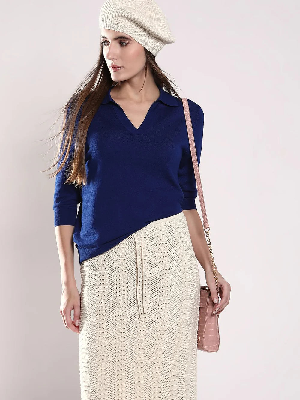 DARK BLUE FLAT KNIT POLO