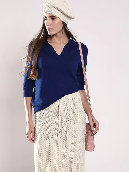 DARK BLUE FLAT KNIT POLO
